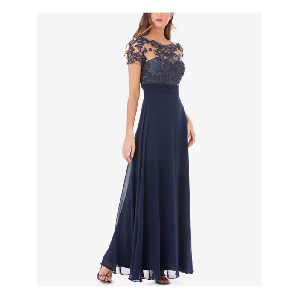 NWT JS COLLECTION Womens Navy Full-Length Formal Sheath Dress 4